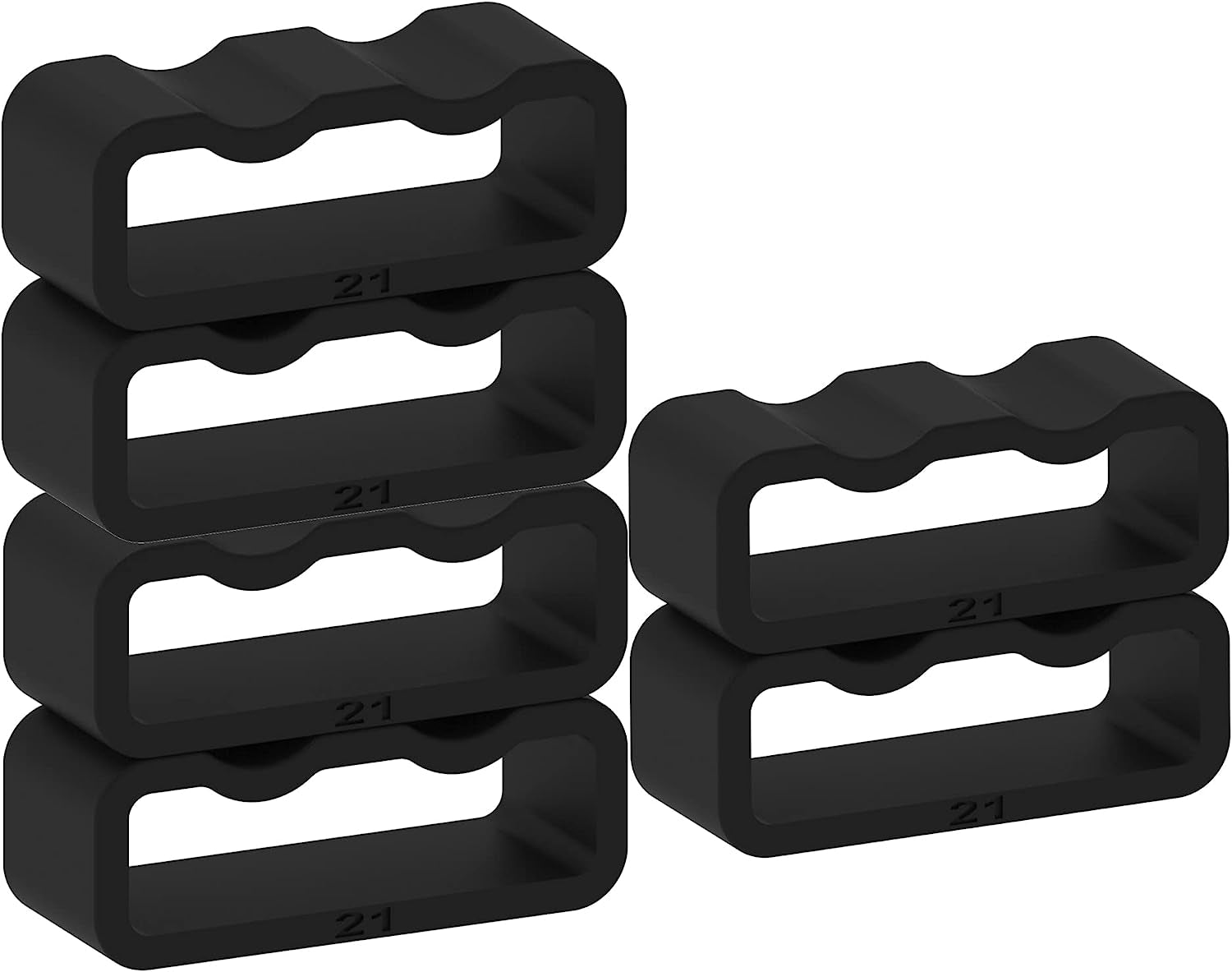 E ECSEM 6PCS Silicone Replacement Watch Band Loop Holder Keeper for 14Mm, 16Mm, 18Mm, 20Mm, 21Mm, 22Mm, 24Mm, 26Mm, 28Mm, 30Mm Fastener Rings Secure Rings Connector Band Loop Keeper  E ECSEM Black-21MM  