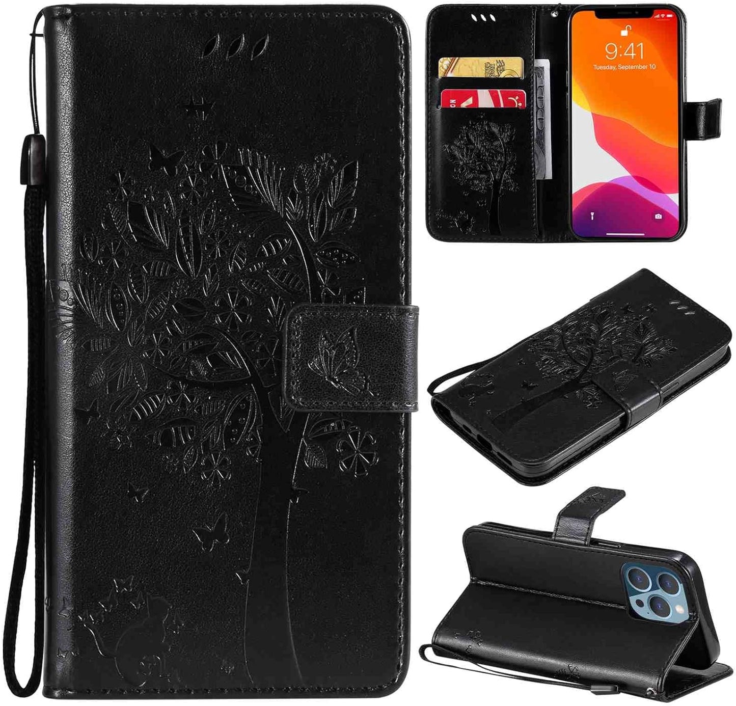 Fansipro Phone Cover Wallet Folio Case for LG G7 THINQ, Premium PU Leather Slim Fit Cover for G7 THINQ, 2 Card Slots, Exactly Fit, Gray  Fansipro Black  