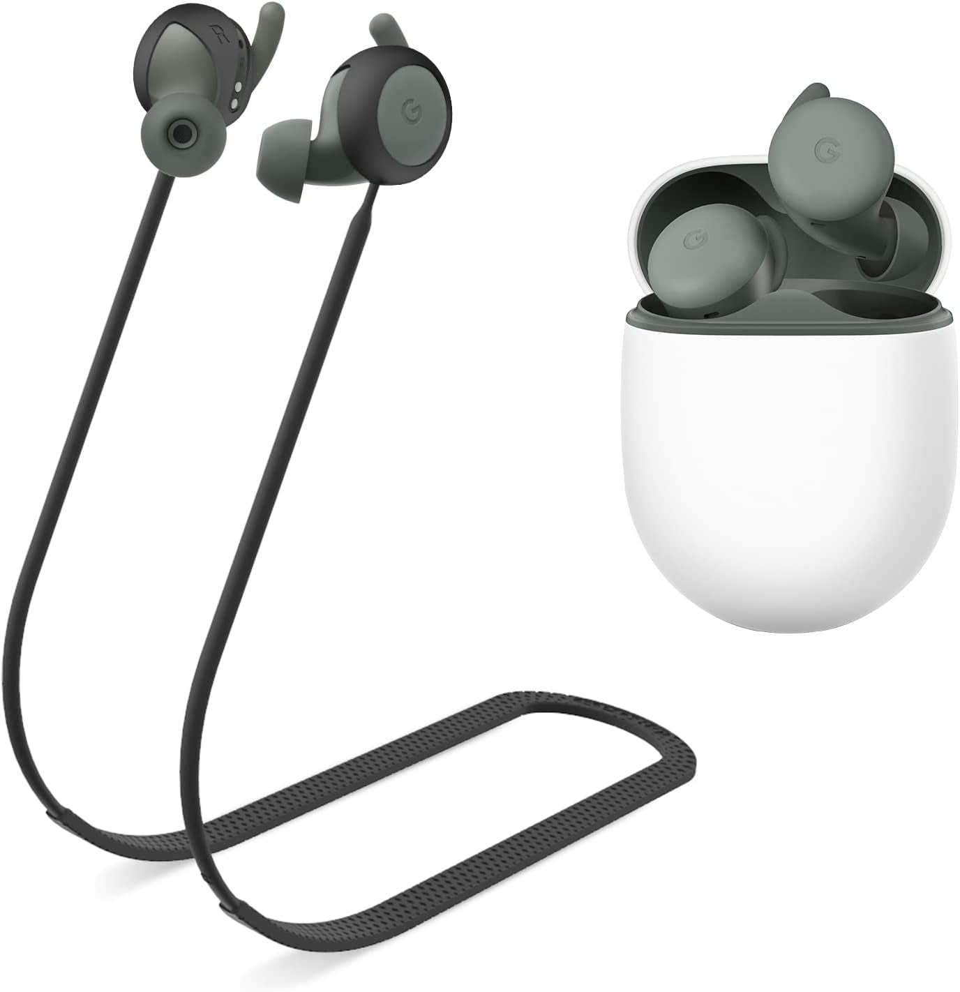 WOFRO Anti-Lost Strap for Google Pixel Buds A-Series Earbuds, Sports Soft Silicone Lanyard Accessories Compatible with Google Pixel Buds A-Series Wireless Earbuds Neck Rope Cord (Black)  WOFRO   