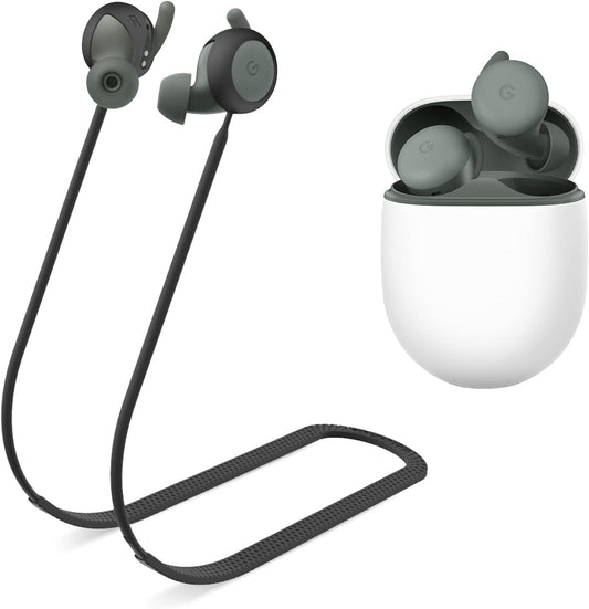WOFRO Anti-Lost Strap for Google Pixel Buds A-Series Earbuds, Sports Soft Silicone Lanyard Accessories Compatible with Google Pixel Buds A-Series Wireless Earbuds Neck Rope Cord (Black)  WOFRO   