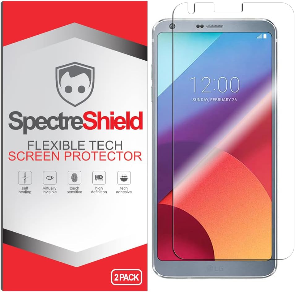 Spectre Shield (2-Pack) Screen Protector for LG G6 Screen Protector Case Friendly Accessories Flexible Full Coverage Clear TPU Film  Spectre Shield   