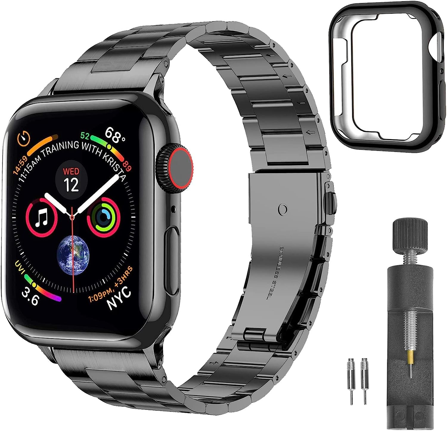 Amzaokay Band Compatible for Apple Watch Series Ultra SE Series 8 7 6 5 4 40Mm 41Mm 44Mm 45Mm 49Mm/ Series 3 2 1 38Mm 42Mm for Women Men,Stainless Steel Band for Iwatch Replacement Strap  AmzAokay Ultra Thin Style-Spacy Gray 49mm/45mm/44mm/42mm 