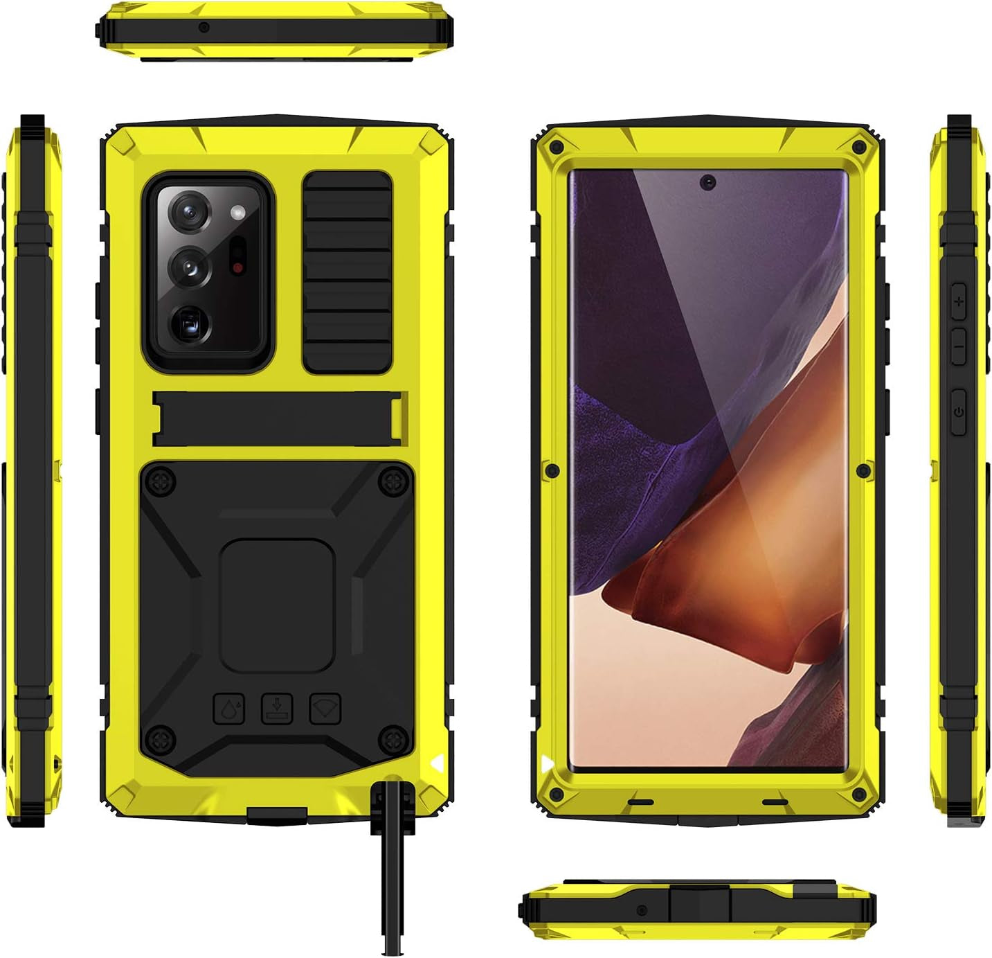 CHENXI for Samsung Galaxy Note 20 Case, Aluminum Metal Gorilla Glass Waterproof Shockproof Military Heavy Duty Sturdy Protector Cover Hard Case for Samsung Galaxy Note 20 (Yellow)  ChenXi   