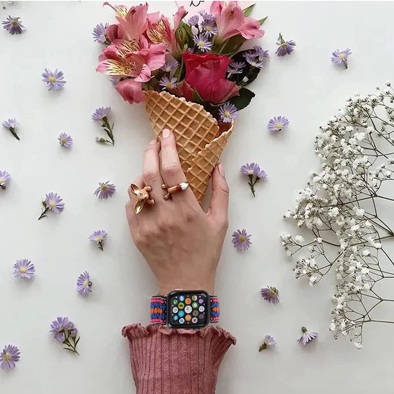 Adjustable Elastics Band Compatible with Apple Watch 38Mm 40Mm 41Mm 42Mm 44Mm 45Mm, Sport Solo Loop Stretch Nylon Replacement Wristband for Iwatch SE Series 8 7 6 5 4 3 2 1  LHXYUO   