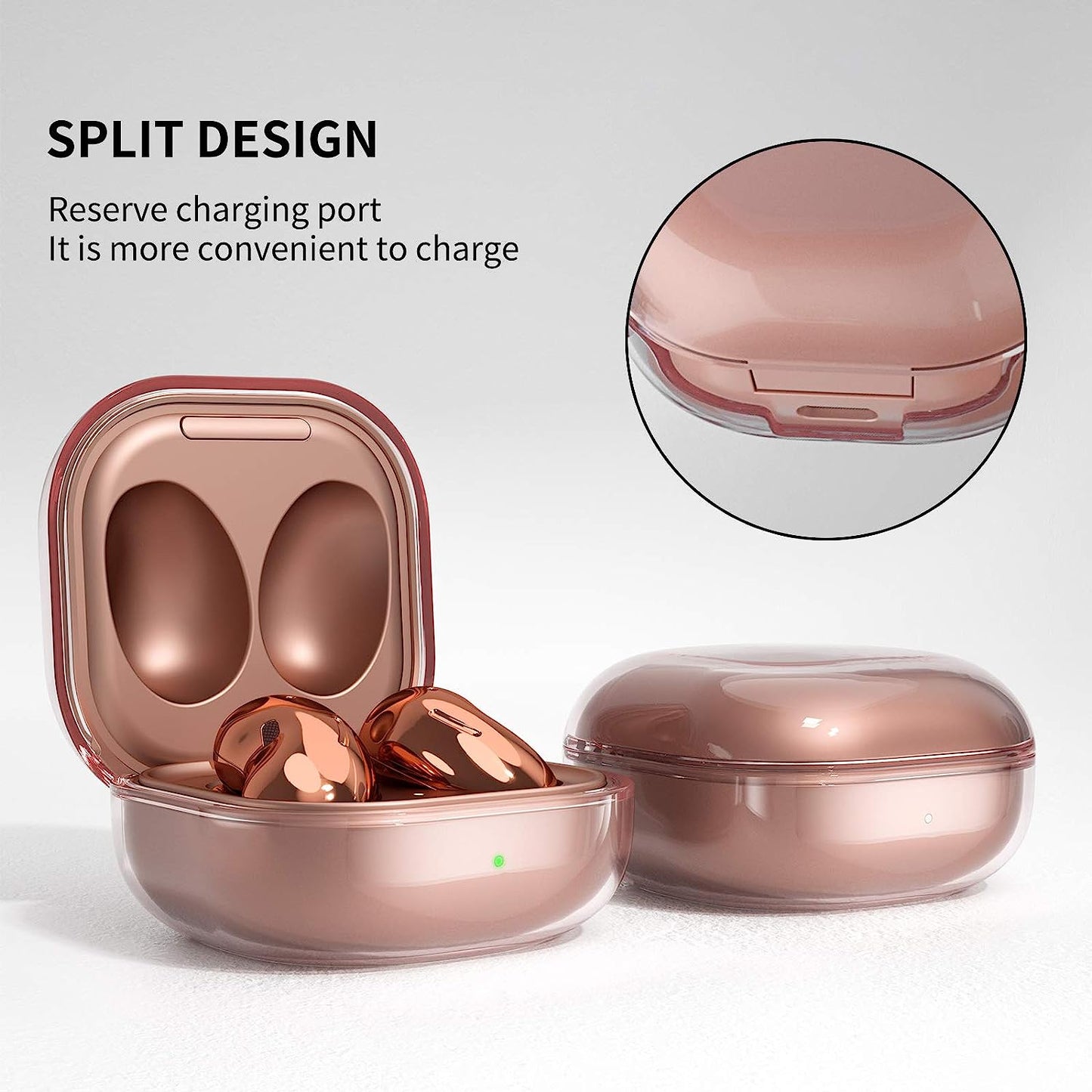 Newseego Compatible with Samsung Galaxy Buds 2 (2021)/Galaxy Buds Pro Case/Galaxy Buds Live Case, Fashion Protective Cover Soft TPU Silicone Shockproof Headphones Case with Ring Keychain- Clear  Newseego   