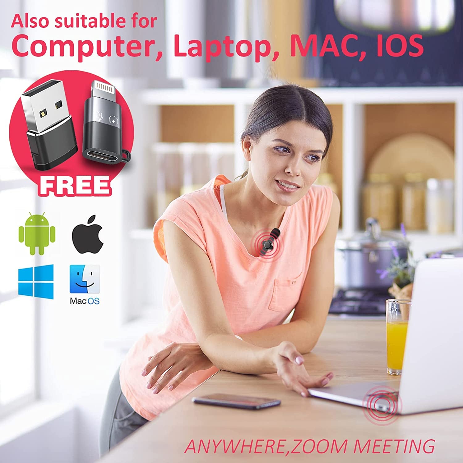 Aisizon Wireless Clip Mic, Wireless Lavalier Microphones, Lapel Clip-On Microphone, for Smartphone, Laptop, Video Recording, Tiktok, Facebook Live, Youtube Live Stream  Aisizon   