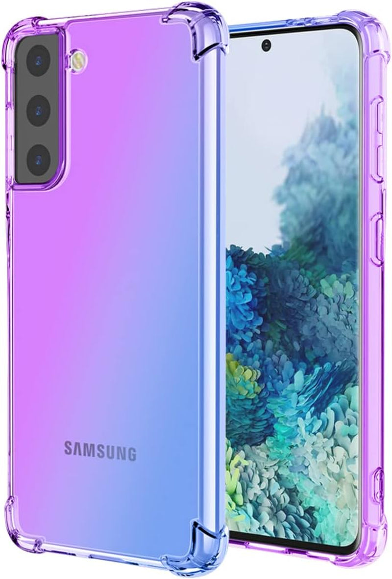 Vokuha for Galaxy S21 plus Case,Samsung S21 + Case, Cute Clear Gradient Slim Shockproof Soft Flexible TPU Back Phone Protective Cover for Samsung Galaxy S21 plus 5G (Black/Gold)  Vokuha Purple/Blue  
