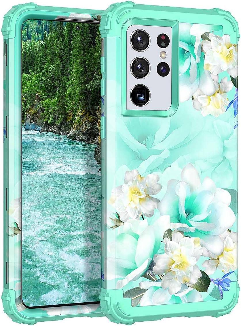 Rancase for Galaxy S21 Ultra 5G Case,Three Layer Heavy Duty Shockproof Protection Hard Plastic Bumper +Soft Silicone Rubber Protective Case for Samsung Galaxy S21 Ultra 5G 6.8 Inch,Purple Mandala  Rancase Green  