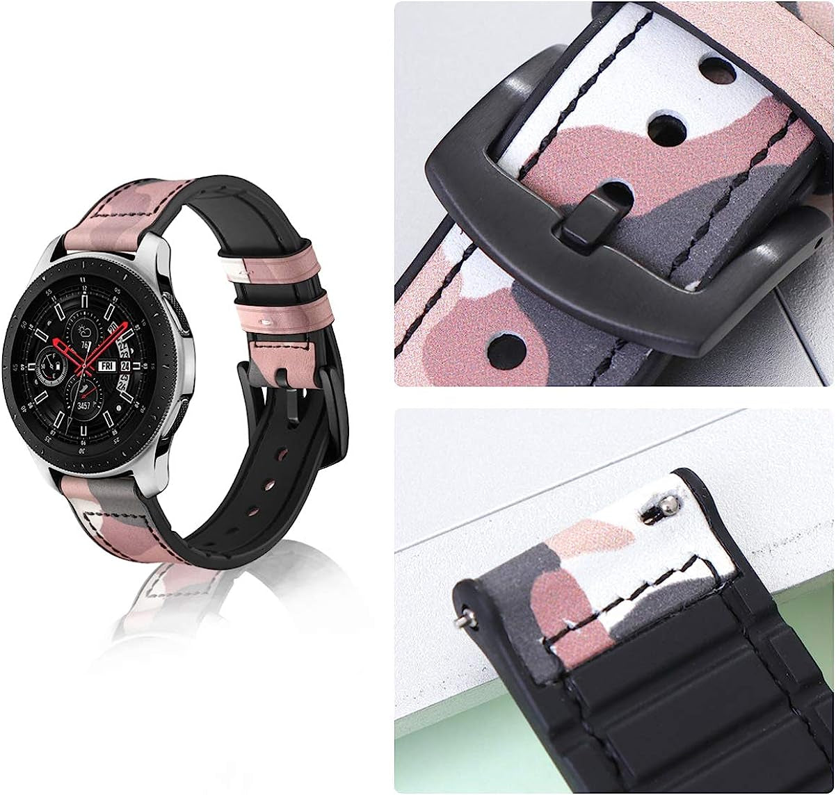NICERIO Watch Bands Compatible for Samsung Galaxy Watch Band - 20Mm 42Mm Camo Camouflage Replacement Bands Genuine Leather Replacement Watch Strap for Galaxy for Women Men Smartwatch Bands  NICERIO   