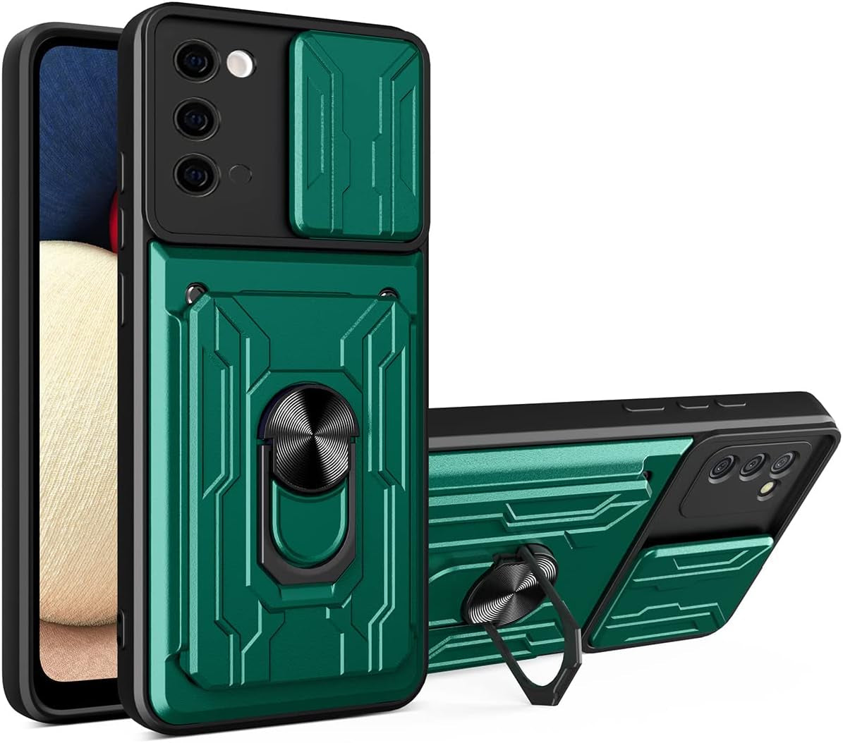 Ccsmall Case for Samsung Galaxy Note 20 5G with Card Holder, Heavy Duty Protection Phone Case with Magnetic Ring Kickstand Slide Camera Cover for Samsung Galaxy Note 20 4G/5G LJK White  CCSmall Green Samsung Galaxy Note 20 5G 