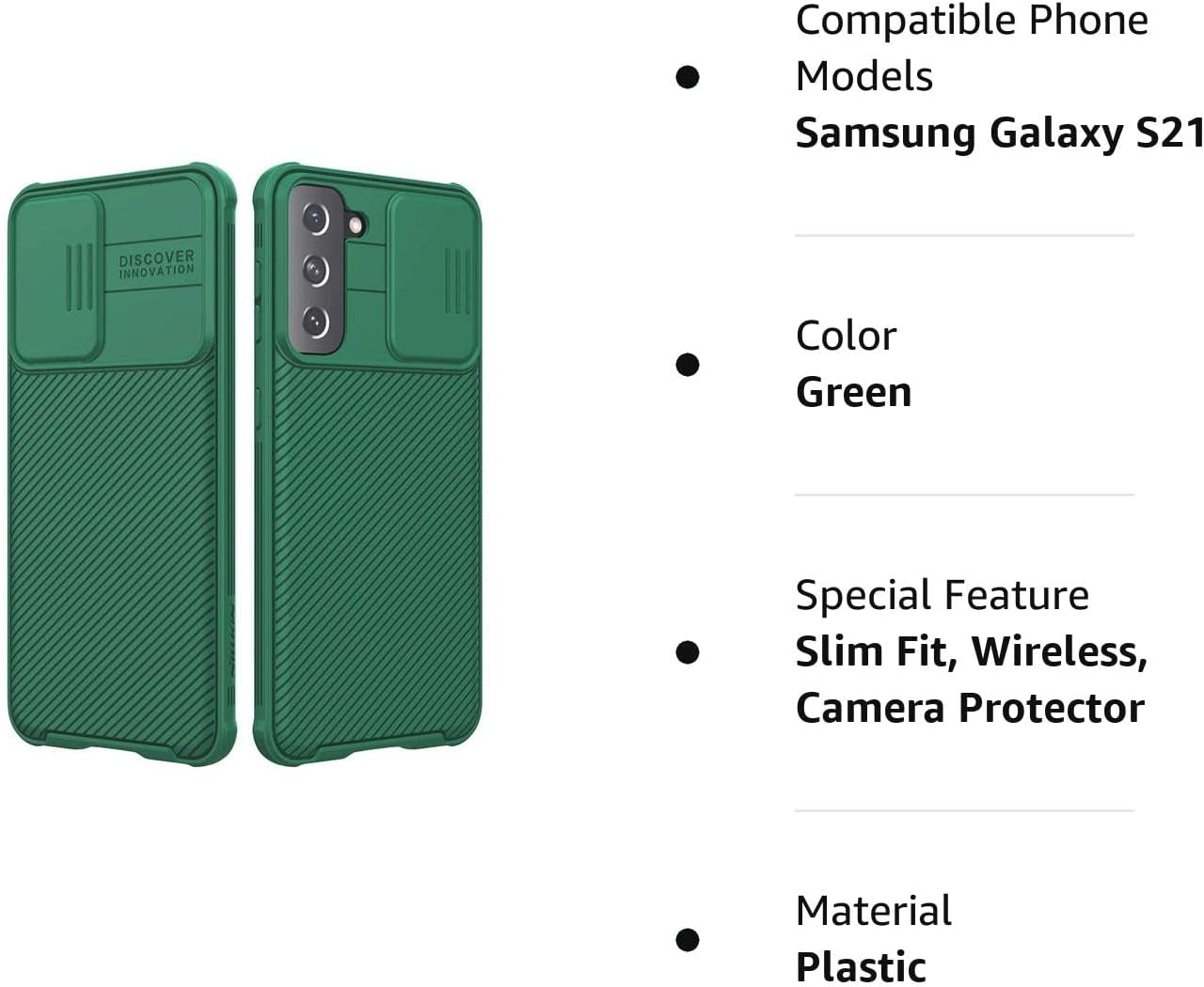 Cloudvalley for Samsung Galaxy S21 Case with Camera Cover, Full-Body Protective & Slim Fit, Camera Protection Case Only for Samsung Galaxy S21 5G 6.2 Inch (2021 Release)-Green  CloudValley   