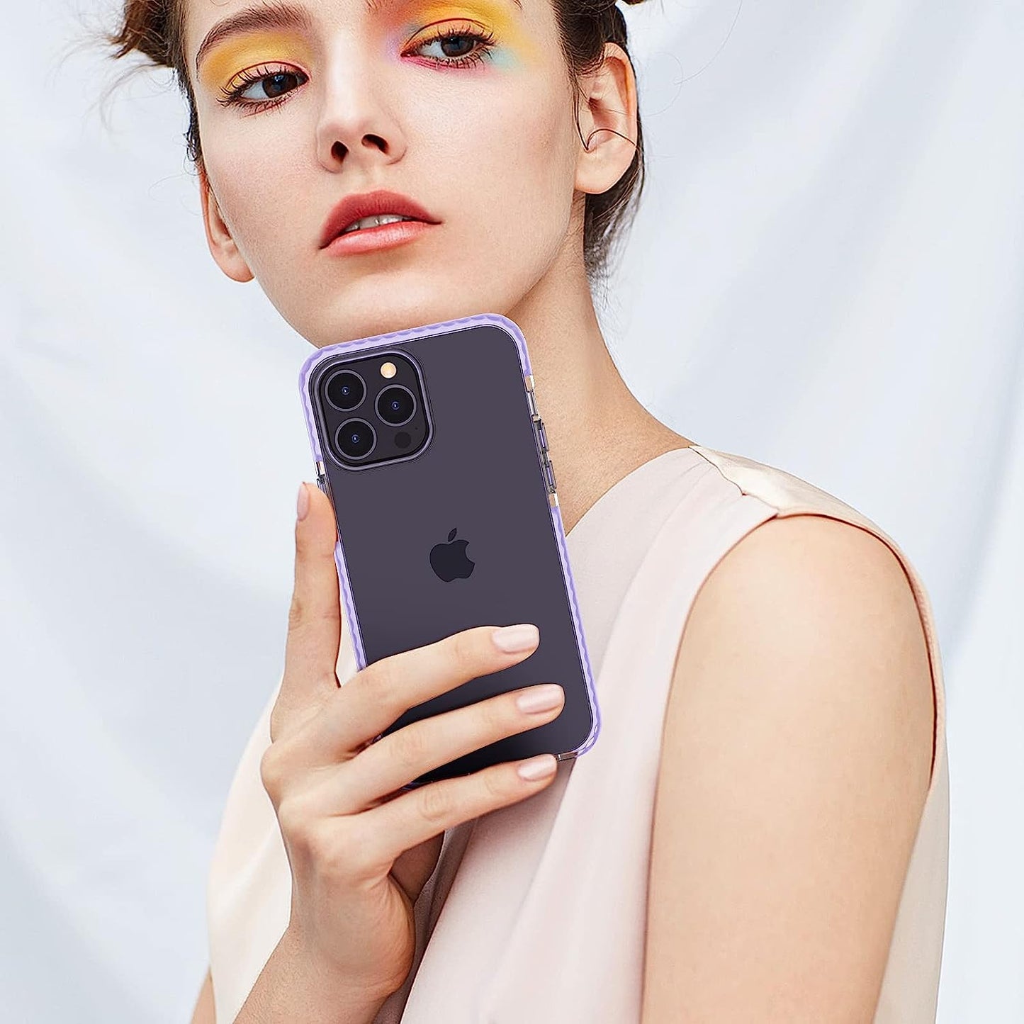 MATEPROX Compatible with Iphone 14 Pro Max Case Clear Thin Slim Crystal Transparent Cover Shockproof Bumper Case for Iphone 14 Pro Max 6.7" 2022(Purple)  MATEPROX   