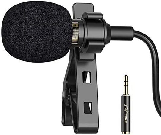 Pop Voice Lapel Microphone Lavalier Mic - Noise Cancelling 16 Feet Lav Mic for Iphone Android & Windows Smartphones, Youtube, Interview, Studio, Video Recording (Single Head Omnidirectional Condenser)  PoP voice   