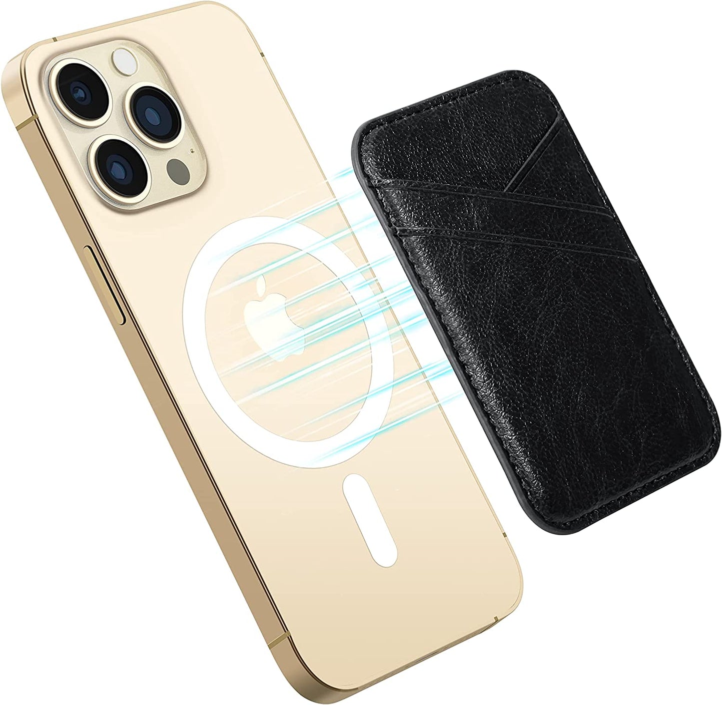 Magnetic Wallet Card Holder with Magsafe for Iphone 14/13/12 Series, Apple Mag Safe Wallet, up to 3 Cards and 3 Bills, Card Holder Magnetic Wallet for Back of Iphone 14, Iphone 13 and Iphone 12 Series  Miroddi Black  