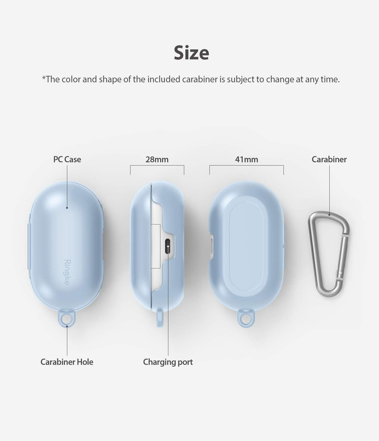 Ringke Case Designed for Galaxy Buds plus (2020) and Galaxy Buds (2019) Hard PC Case Cover Accessory Upgraded Version with Carabiner - Sky Blue  Ringke   