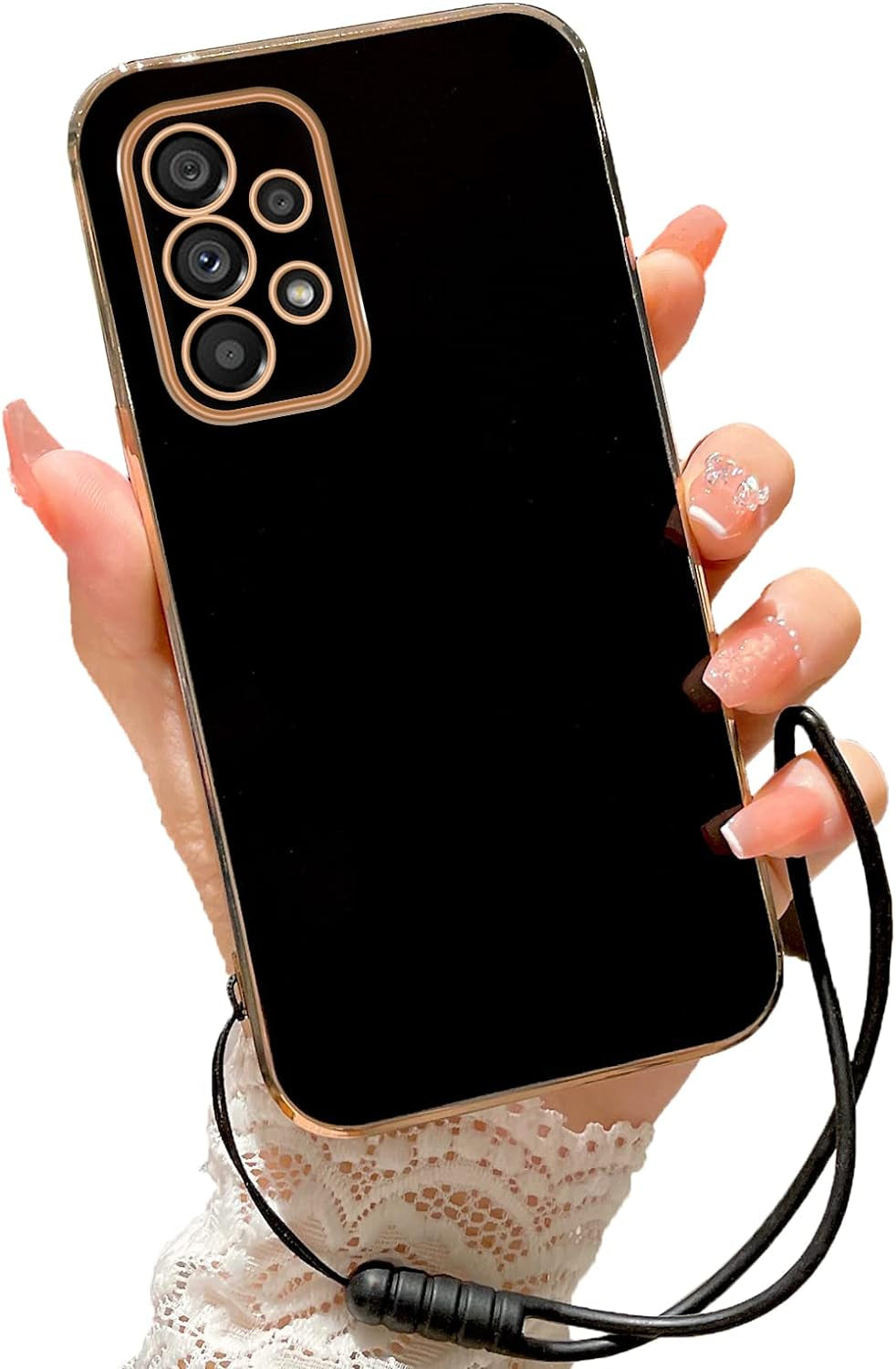 For Samsung Galaxy A53 Case, A53 5G Case for Women Glitter Crystal Butterfly Heart Floral Soft TPU Luxury Bling Cute Protective Cover with Kickstand Strap for Samsung A53 5G (Rose Gold)  KuDiNi Black  