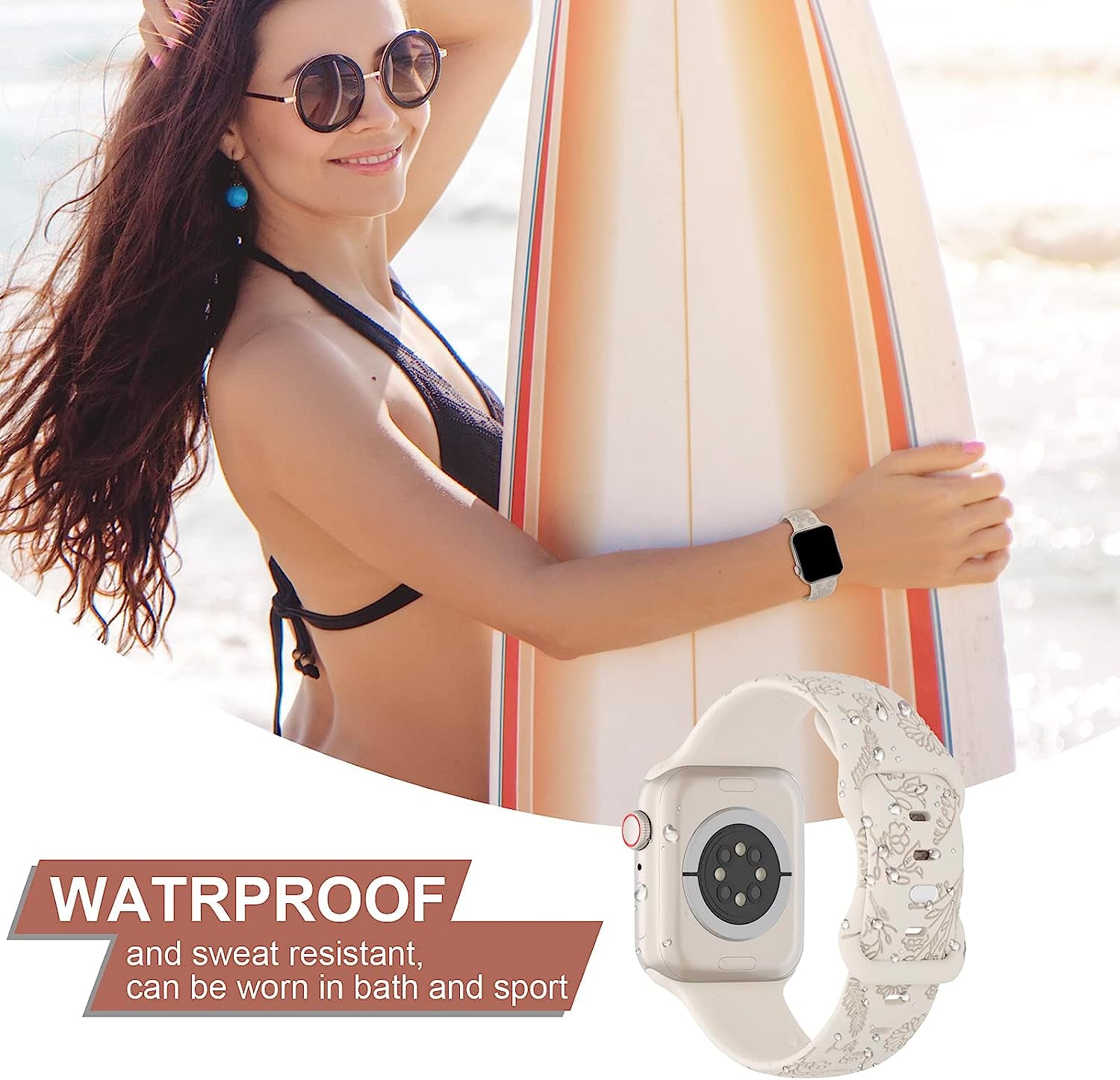 Keebowz 4 Pack Flower Engraved Silicone Band Compatible with Apple Watch Band 38Mm 40Mm 41Mm 42Mm 44Mm 45Mm 49Mm, Women Soft Floral Strap Sport Wristbands for Iwatch Series 8/7/6/5/4/3/2/1/Se/Ultra  Keebowz   