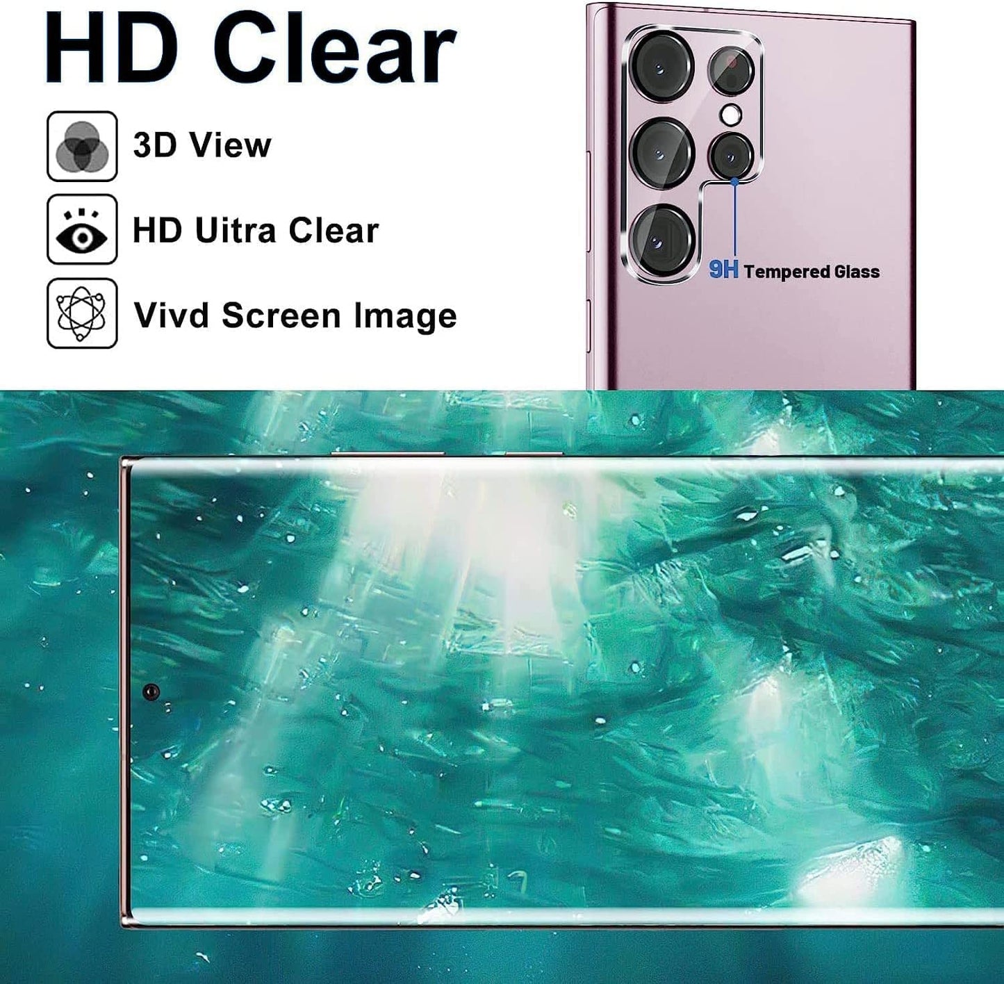 [2+2 Pack] for Samsung Galaxy S23 Ultra 5G Screen Protector Tempered Glass Camera Lens Protector,Touch Sensitive,Fingerprint Support,9H Hardenss(6.8")…  ScandiTech   