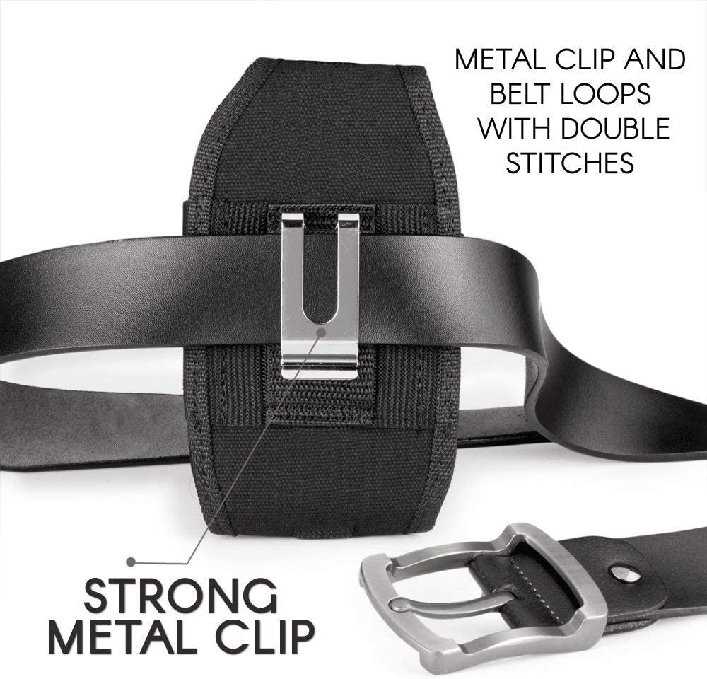 AGOZ Carrying Case for LG V30, V30+, V30S Thinq, V35 Thinq, Heavy Duty Rugged Canvas Vertical Holster Pouch Cover with Strong Metal Clip Belt Loops Black  AGOZ   