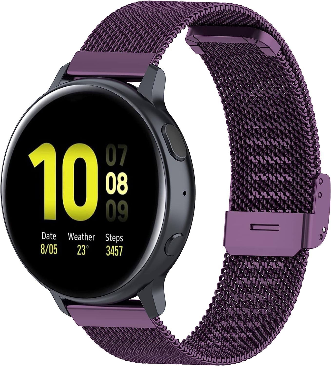 20Mm Stainless Steel Mesh Watch Bands for Samsung Galaxy Watch 4 40Mm 44Mm,Galaxy Watch 4 Classic 42Mm 46Mm,Galaxy Watch Active 2 40Mm 44Mm, Galaxy Watch3 41Mm,Galaxy Watch 5,Galaxy Watch 5 Pro  Chofit Purple  