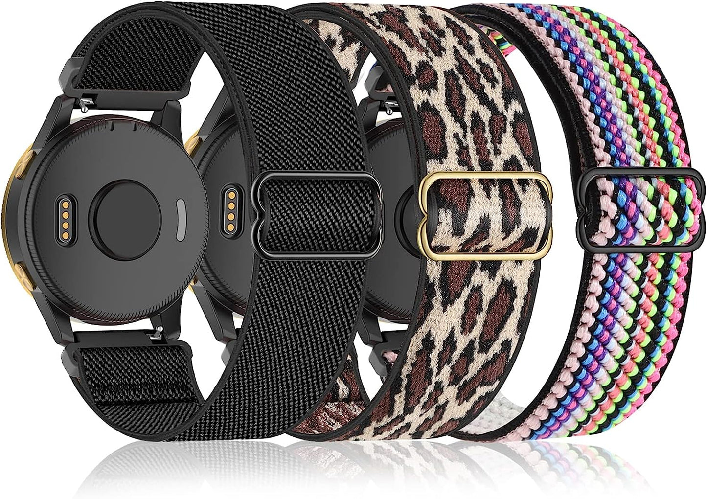 3 Pack Stretchy Nylon Watch Bands Compatible with Garmin Venu/Venu Sq, 20Mm Loop Elastic Straps for Garmin Vivoactive 3,Venu 2 Plus,Vivoactive 3 Music,Forerunner 645/55/245 Music for Women Men.  bolesi   