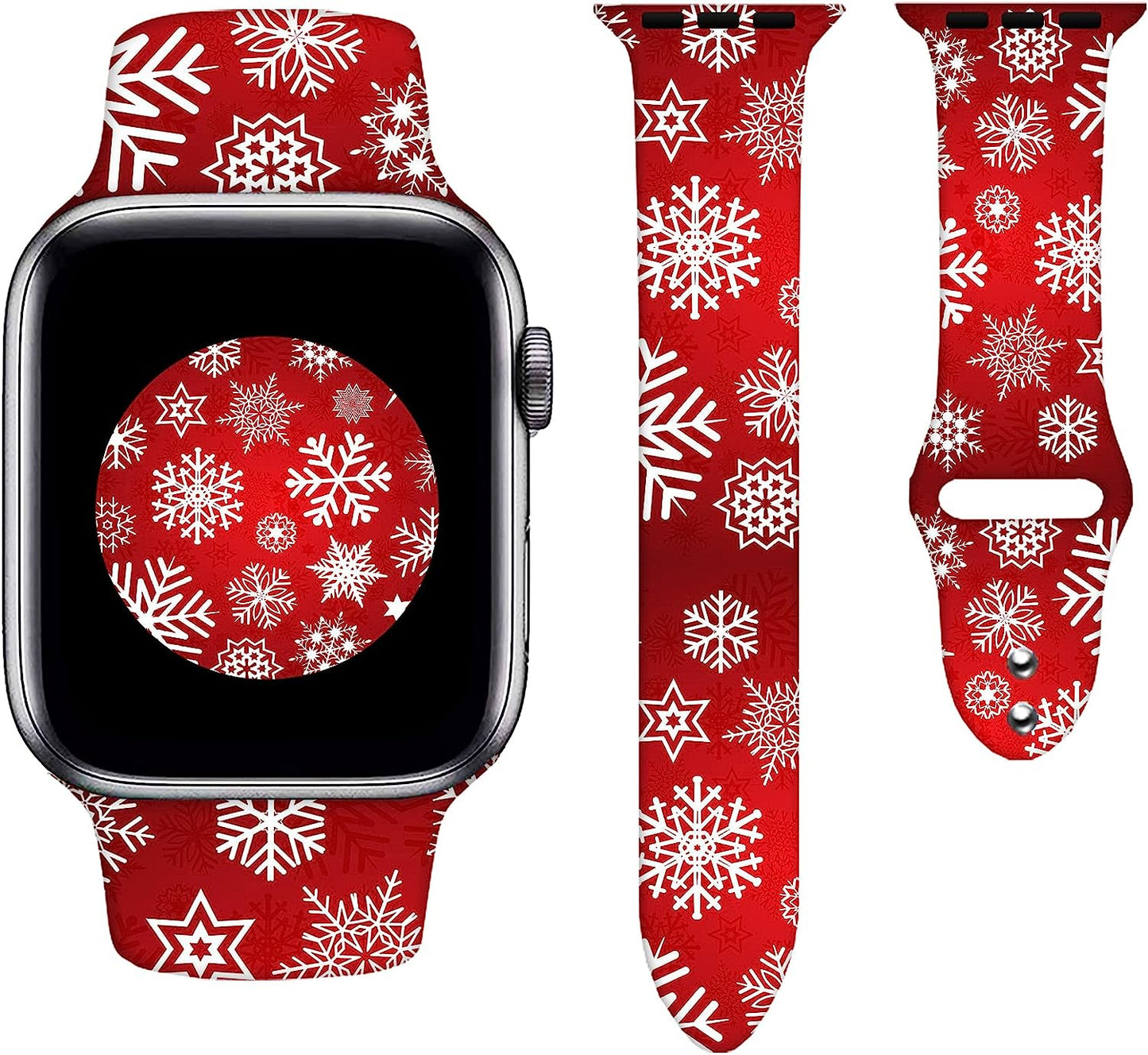 Watch Bands Compatible Apple Watch for Women Men, Adjustable Smart Watch Band Soft Silicone Wristbands Replacment Strap for Watch Series 7 6 5 4 3 2 1  KASDBY Snowflakes 0 42mm/44mm/45mm 