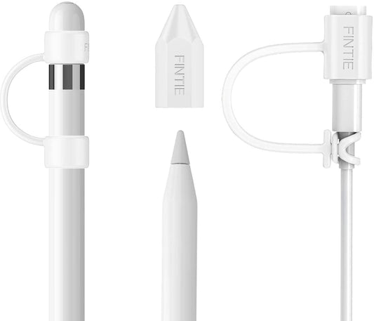 Fintie 3 Pieces Silicone Bundle Compatible with Apple Pencil 1St Generation, Soft Protective Cover Accessories Pencil Cap Holder with Nib Cover, Cable Adapter Tether, White  Fintie   