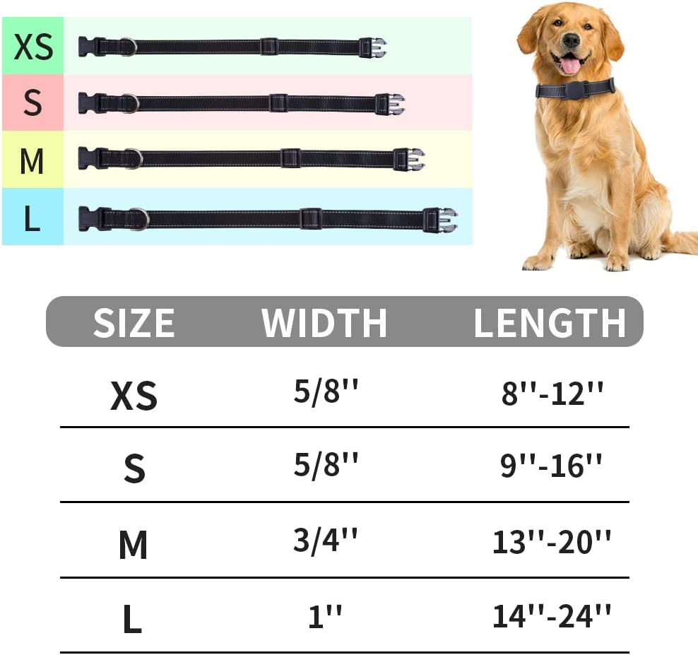 Airtag Dog Collar for Small Medium Large Dogs, Animire Soft Neoprene Padded Pet Cat Collar, Nylon Puppy Collar with Silicone Air Tag Case Holder Accessories, 9''-16'' Neck  Animire   