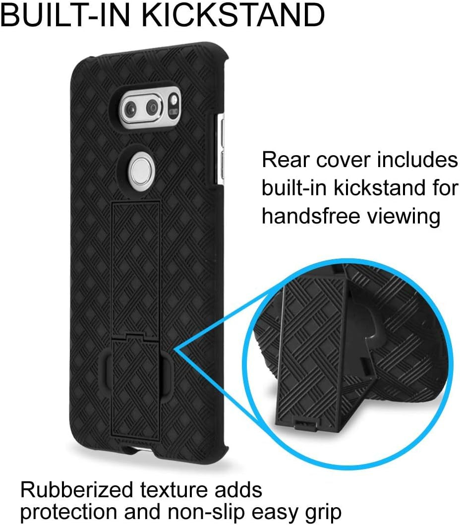 Rome Tech Holster Case with Belt Clip for LG V30 - Slim Heavy Duty Shell Holster Combo - Rugged Phone Cover with Kickstand Compatible with LG V30 - Black  Rome Tech   