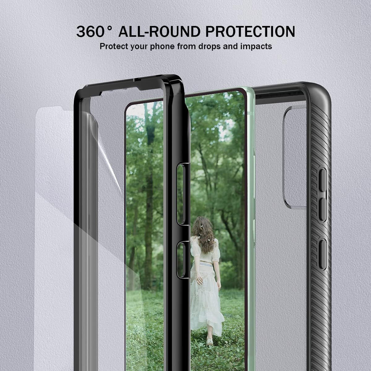 Note 20 Case, Samsung Galaxy Note 20 Case,Fingic Built in Screen Protector Full Body Protection Hard Shell Soft TPU Bumper Shockproof Rugged Protective Cover for Samsung Galaxy Note 20 5G 2020 (Clear)  Fingic   