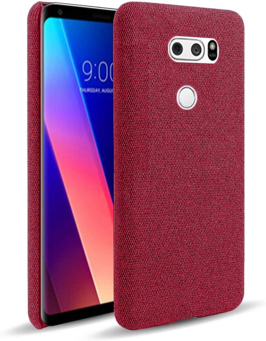 Grandcase LG V30 Case,Ultra-Thin Felt Cloth Anti-Fingerprint Shock Absorber Protective Cover for LG V30 6.0" -Dark Grey  Grandcaser Red Lg V30 6.0" 