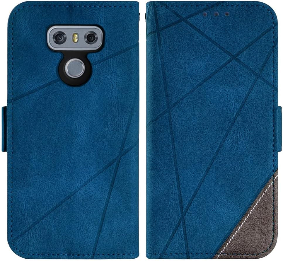 Asuwish Compatible with LG G6 Wallet Case and Tempered Glass Screen Protector Leather Flip Cover Card Holder Stand Cell Phone Cases for LGG6 Thinq LG6 Thin Q G 6 plus G6+ 6G VS988 H872 Women Men Blue  Asuwish   