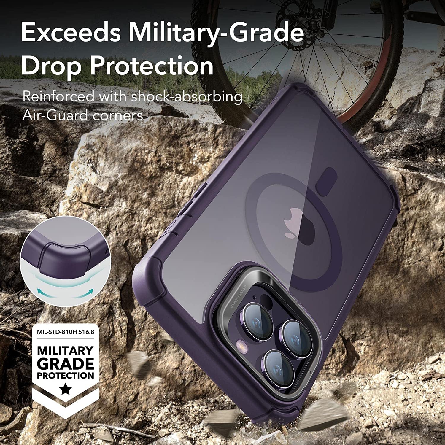 ESR for Iphone 14 Pro Max Case, Magsafe Compatible, Full Body Shockproof Case, Military-Grade Protection, Magnetic Phone Case for Iphone 14 Pro Max, Shock Armor Kickstand Case (Halolock), Clear Purple  Electronic Silk Road Corp   