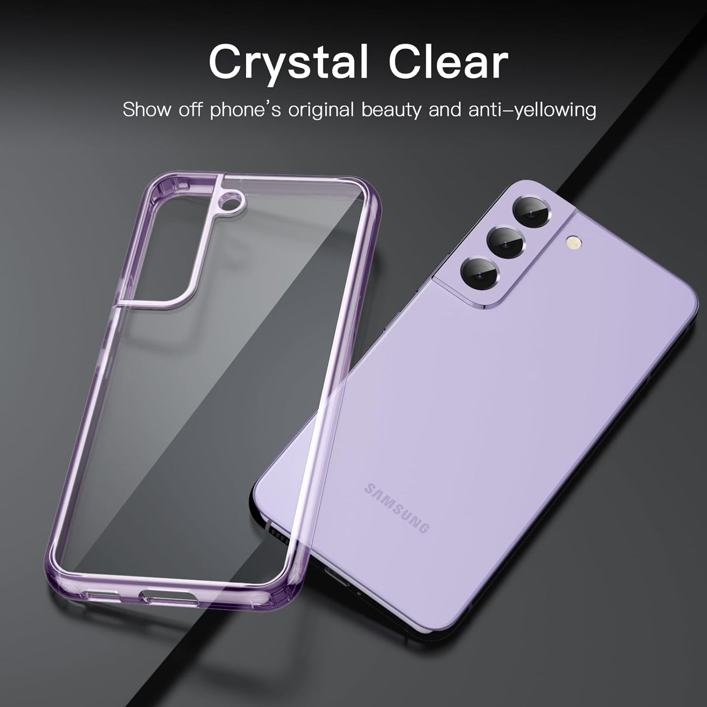 Jetech Case for Samsung Galaxy S22 5G 6.1-Inch, Non-Yellowing Shockproof Bumper Protective Phone Cover, Anti-Scratch Hard PC Back (Purple)  JETech   