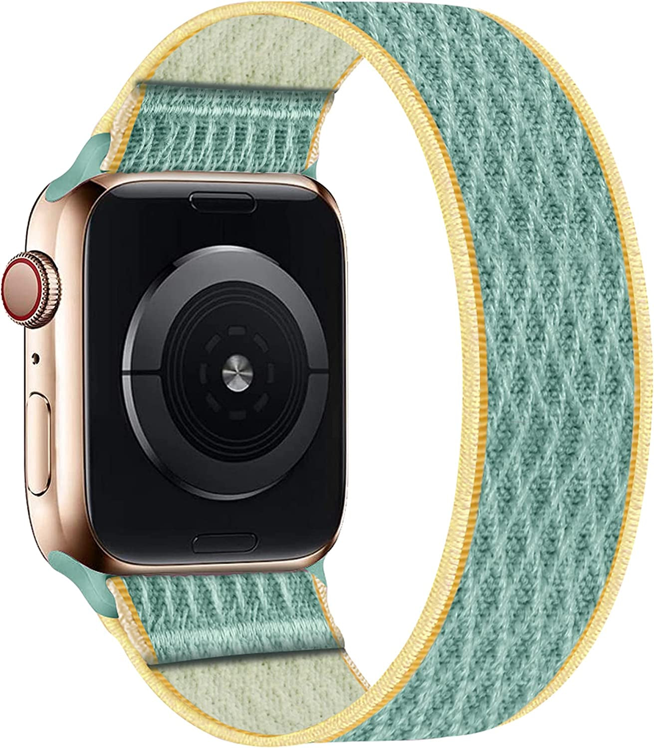 ENJINER Stretchy Nylon Solo Loop Bands Compatible with Apple Watch 38Mm 40Mm 41Mm 42Mm 44Mm 45Mm 49Mm Ultra Iwatch Series 8 7 SE 6 5 4 3 2 1 Strap, Sport Elastic Braided Women Men No Buckles Clasps Replacement Wristband  ENJINER Plaid SunShine 42/44/45/49mm M(wrists 6.77"-7.60"/172-193mm) 