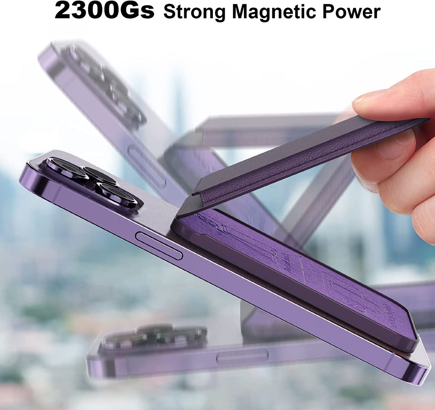 SS Magnetic Wallet Stand Compatible for Magsafe, Leather Phone Wallet with Adjustable Stand, Compatible for Iphone 14/13/12 Series(Not for 13 Mini /12 Mini) Purple  BAIMAHHUI   