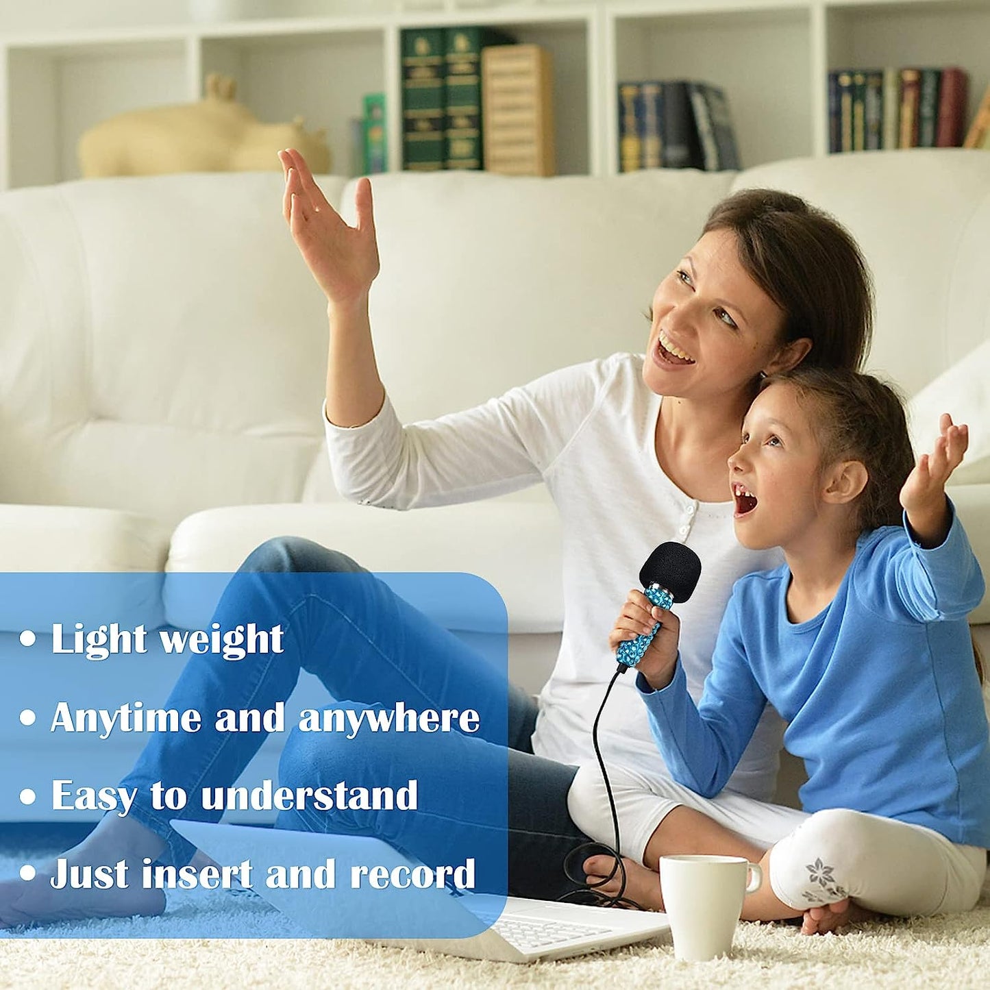 4PCS Mini Microphone Portable Vocal Instrument Tiny Microphone Asmr Karaoke Microphone with Clip Stand | 4 PCS Rhinestone Stickers | 3.5Mm Audio Connector for Iphone Android Smart Phone Laptop  Yoiemivy   