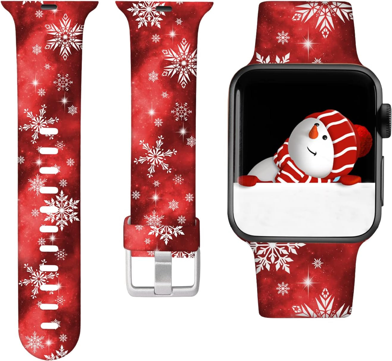 Laffav Compatible with Apple Watch Band 41Mm 40Mm 38Mm Iwatch SE & Ultra & Series 8/7/6/5/4/3/2/1 for Women Men, Sexy Leopard, S/M  Laffav Red Snowflakes 42/44/45/49MM M/L 