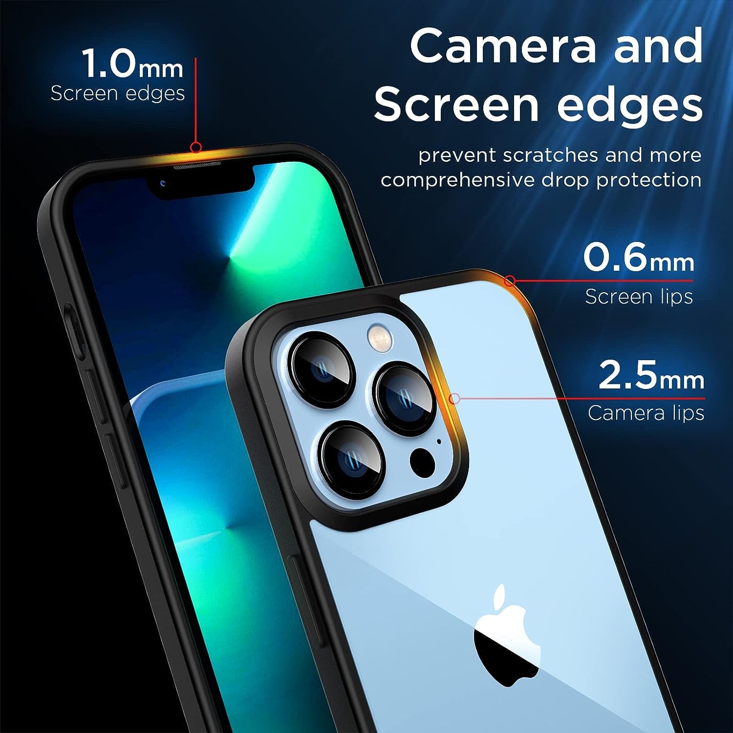 [2023 New] for Iphone 13 Pro Case Clear, [Non-Yellowing] [Military Drop Protection] Shockproof Bumper Slim Fit Phone Case Thin Cover for Apple 13Pro (6.1 In, Clear-Black)  Gotrays Gavin LLC   