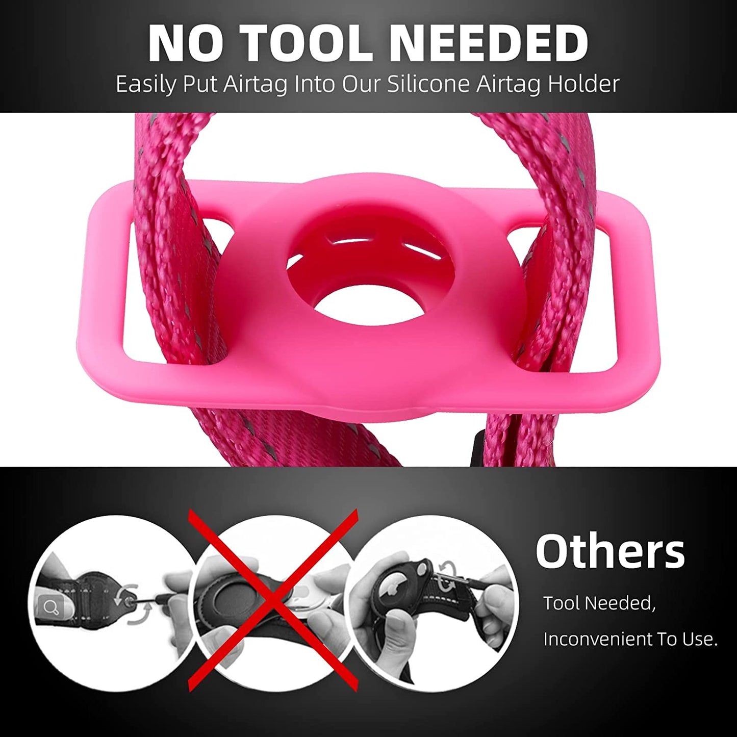 KONITY Reflective Airtag Dog Collar, Compatible with Apple Airtag, Nylon Pet Cat Puppy Collar with Silicone Airtag Holder for Small, Medium, Large, and Extra Large Dogs  Konity   