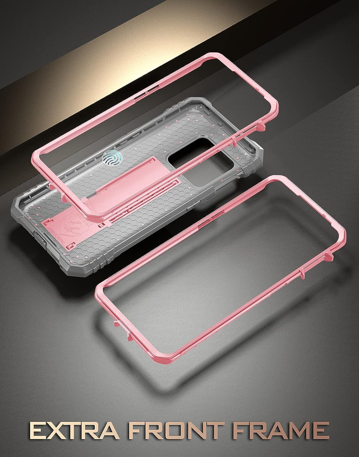 Poetic Revolution Case for Oneplus 10 Pro 5G, Built-In Screen Protector Work with Fingerprint ID, Full Body Rugged Shockproof Protective Cover Case with Kickstand, Light Pink  Poetic   