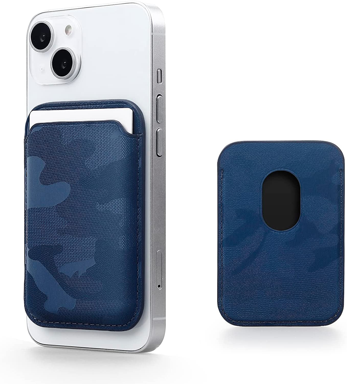 WALLFID Magsafe Wallet Leather Compatible with Iphone 12/13/14 Mini/Plus/Pro/Max,Rfid Card Holder with Magsafe Magnet (Purple)  WALLFID Camouflage Blue  