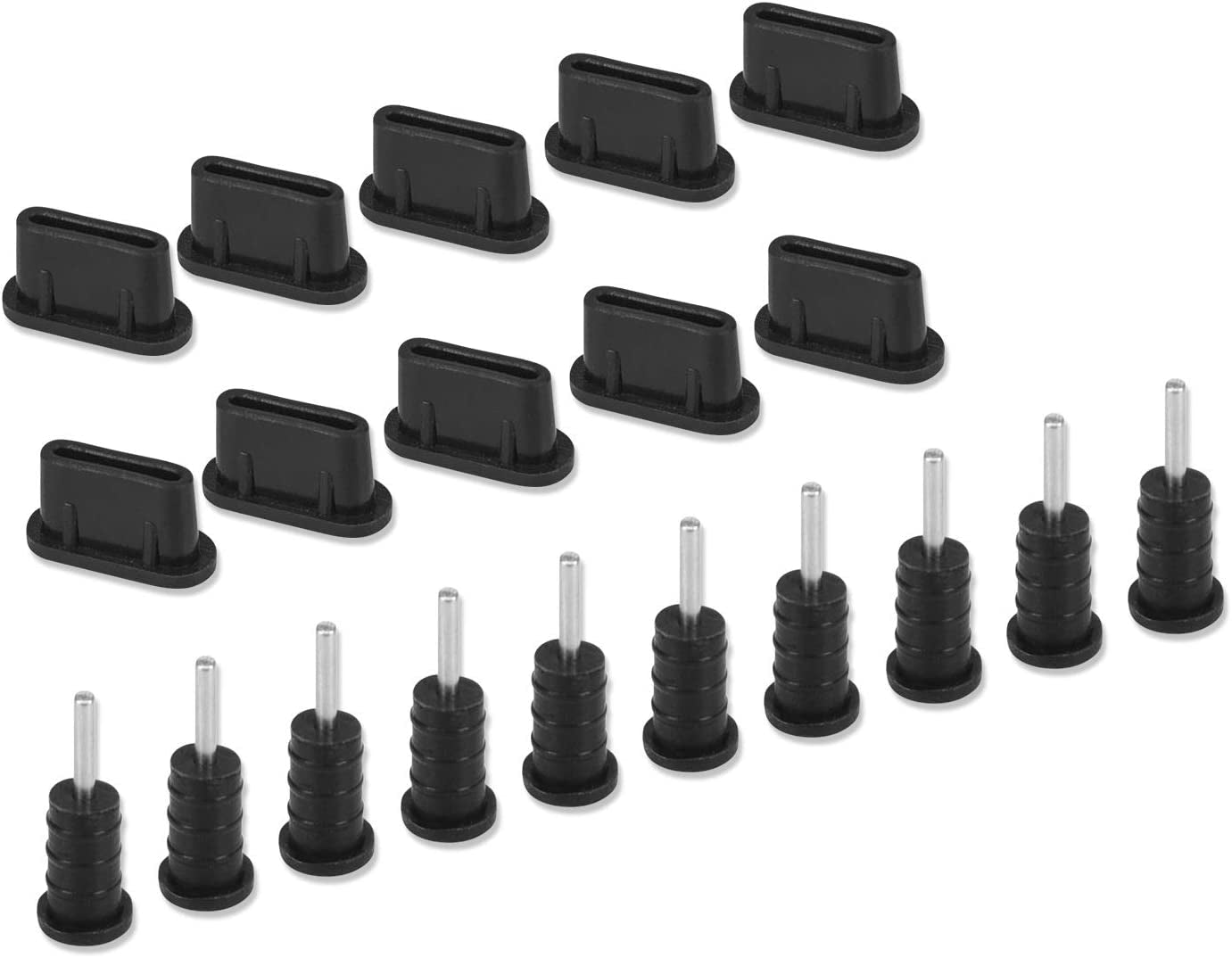 10X USB-C anti Dust Plugs Compatible with Samsung Galaxy S23, S22,S21,S20,S10, plus S10, S9, S8, Note 9, 20, Pixel, Any Type C Port on Smartphone or Macbook Laptop|Silicone Headphone Jack Plug,Black  CaseBuy   