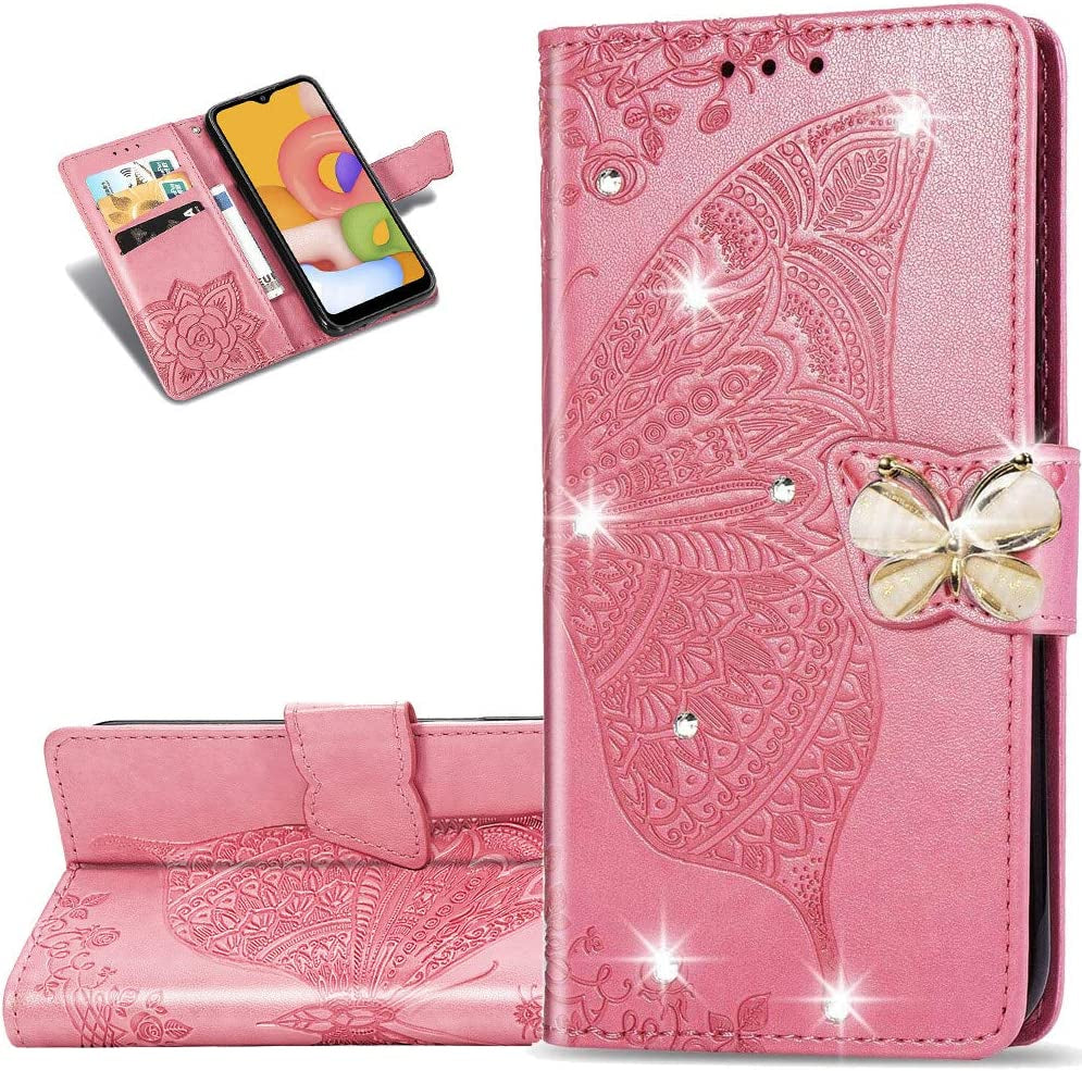 LEMAXELERS LG G7 Thinq Case Bling Diamond Butterfly Embossed Wallet Flip PU Leather Magnetic Card Slots with Stand Cover for LG G7 Thinq/Lg G7 One Diamond Butterfly Blue SD  LEMAXELERS Diamond Butterfly 6  
