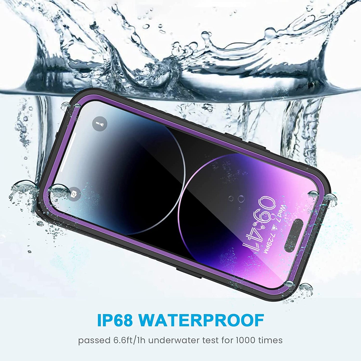 Lanhiem Iphone 14 Pro Case, IP68 Waterproof Dustproof Shockproof with Built-In Screen Protector, 6.1 Inch - Purple  Lanhiem   