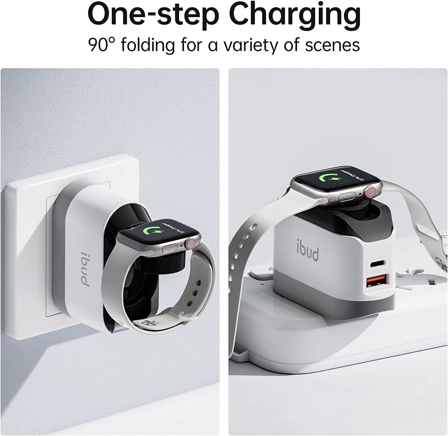 BUDI Iphone Fast Charger with Foldable Apple Watch Wireless Charging USB PD 38W Wall Charge Travel Charger for Apple Watch Block Wall Charger Iphone 13/12/Mini/12 Pro Max Phone Airpods, Apple Watch  BUDI   