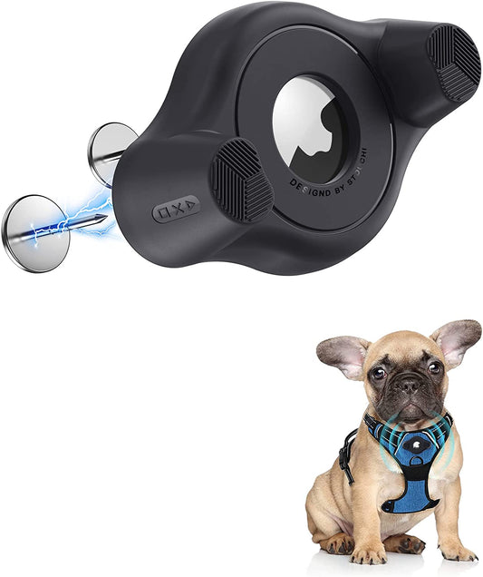 Airtag Holder Fit All Dog Collars Harness , Stouchi Innovative Style Protective Airtag Case with Pins Fixing Buckle for Iphone, Airtag Pet, Dog and Cat Airtag Mount  COSCOD   