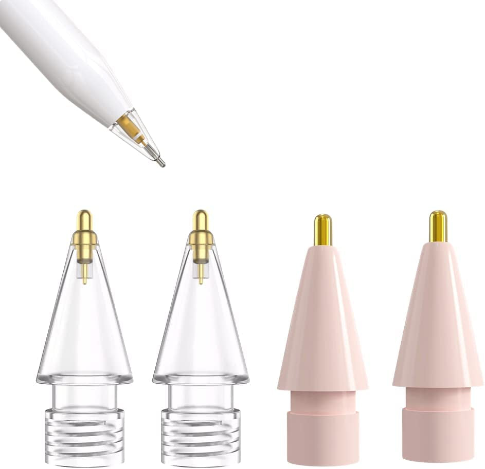 Compatible with Upgraded [Pen like ] Pencil Tips Fits for Apple 2Nd 1St Gen Ipad Pro Pencil, Replacement Ipencil Nibs for Ipad Pro Pencil,No Wear Out Fine Point Precise Control Resistance White&Clear  LOVE MEI Pink  