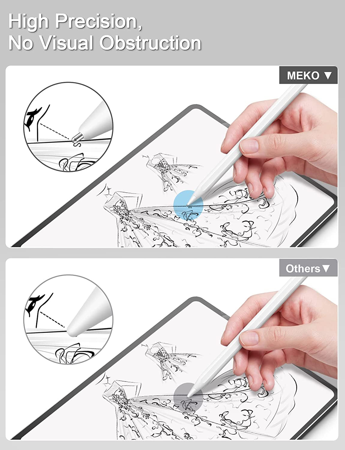 Upgraded {Pen Like} Pencil Tips Compatible with Apple 2Nd Gen Ipad Pro Pencil - MEKO 4 Pack 0.72Mm No Wear Out Fine Ponit Precise Control Apple Pen Nibs, White  MEKO   