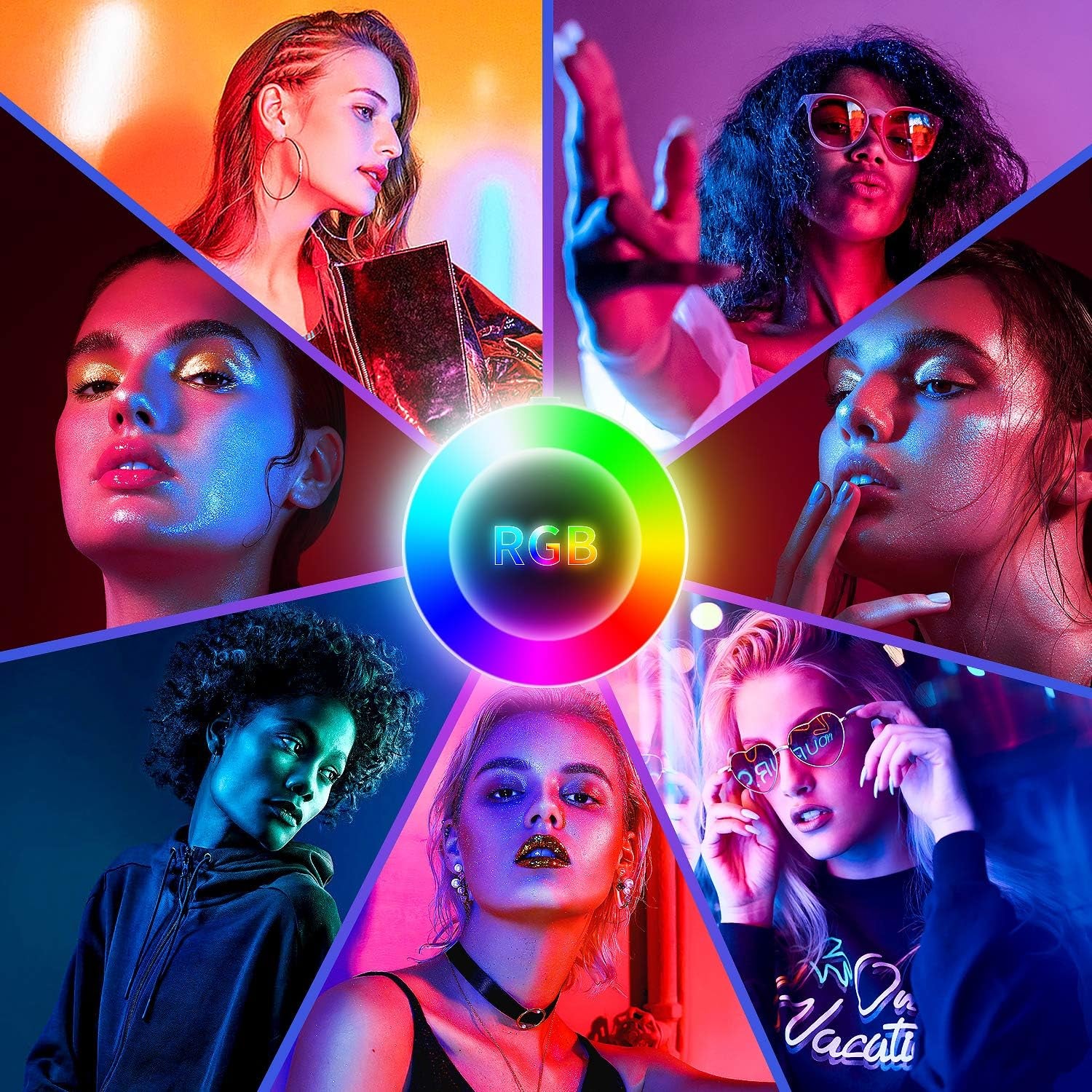 RGB Ring Light,Selfie Ring Light with Tripod Stand/Phone Holder/Hd Mirror, Dimmable LED Ring Light with USB for Make-Up,Youtube Video,Photography,Tiktok,Compatible with Iphone Android  GLANDU   